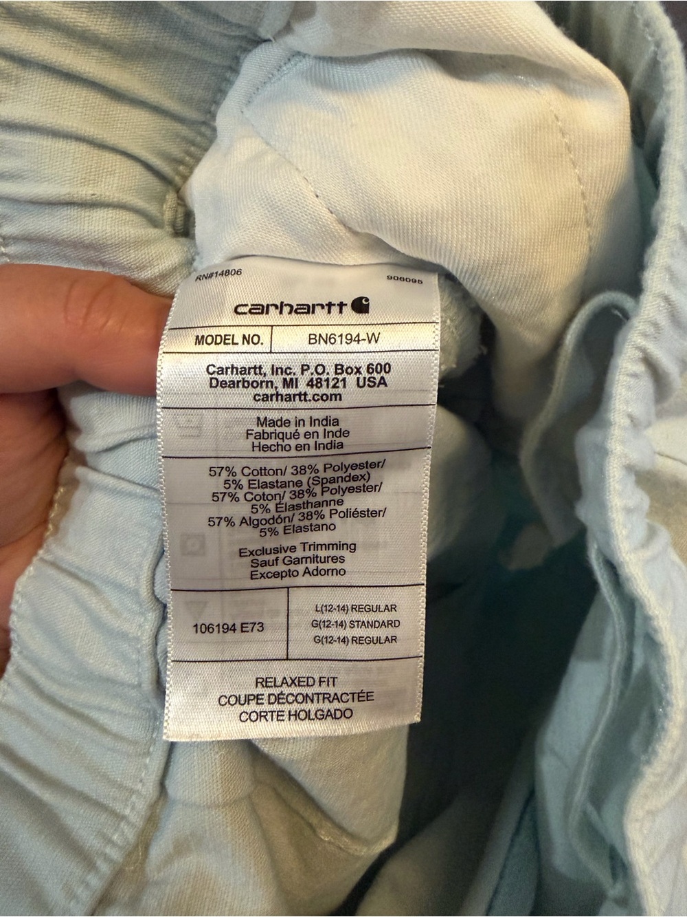 Carhartt Women's Force Relaxed Fit Ripstop Work Light Blue Pant Size Large - Picture 4 of 8